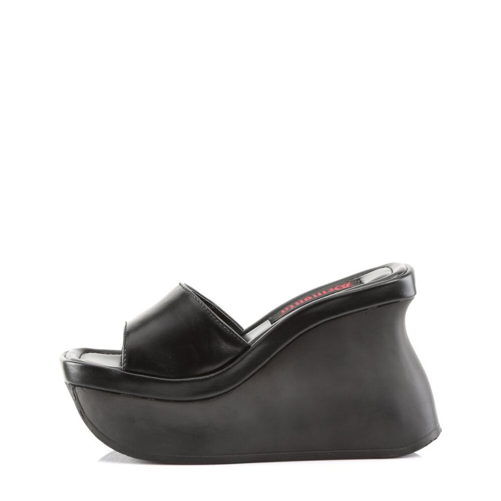 Demonia Pace-01 Black Wedge Platform Sandals - Picture 4 of 5